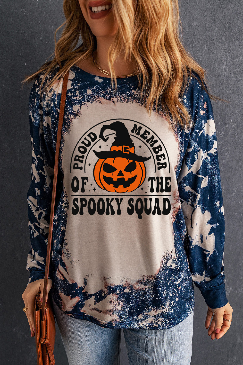 Round Neck PROUD MEMBER OF THE SPOOKY SQUAD Graphic Sweatshirt-Teresa&#39;s Fashionista LLC