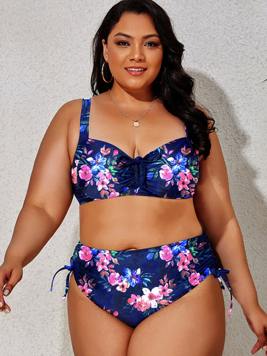 Plus Size Printed Drawstring Detail Bikini Set-Teresa&#39;s Fashionista LLC