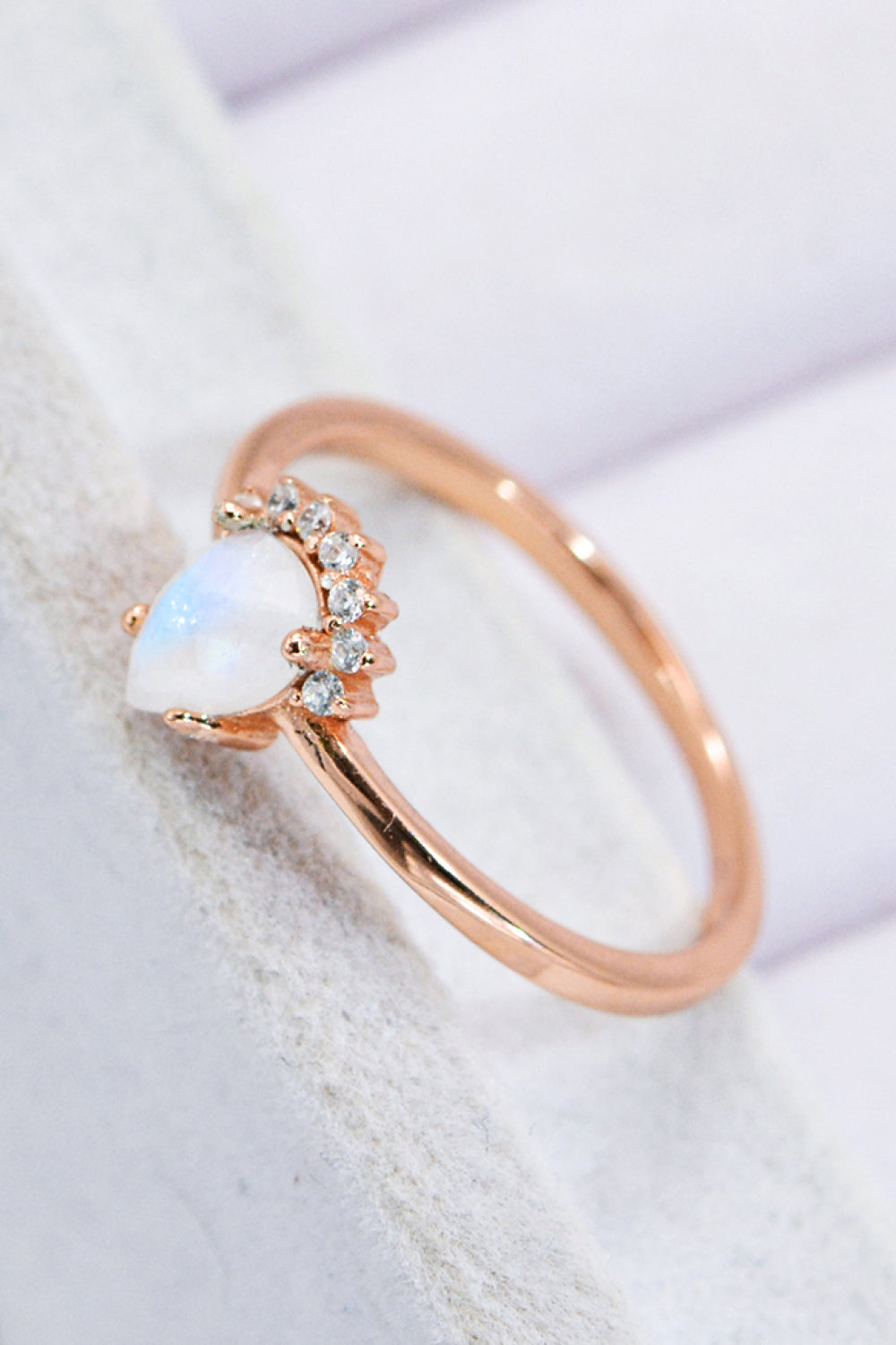 18K Rose Gold-Plated Pear Shape Natural Moonstone Ring-Teresa&#39;s Fashionista LLC