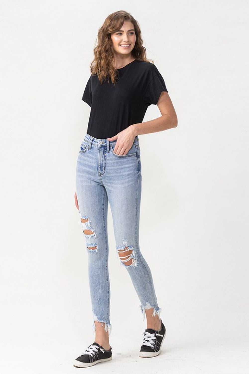 Lovervet Full Size Lauren Distressed High Rise Skinny Jeans-Teresa&#39;s Fashionista LLC