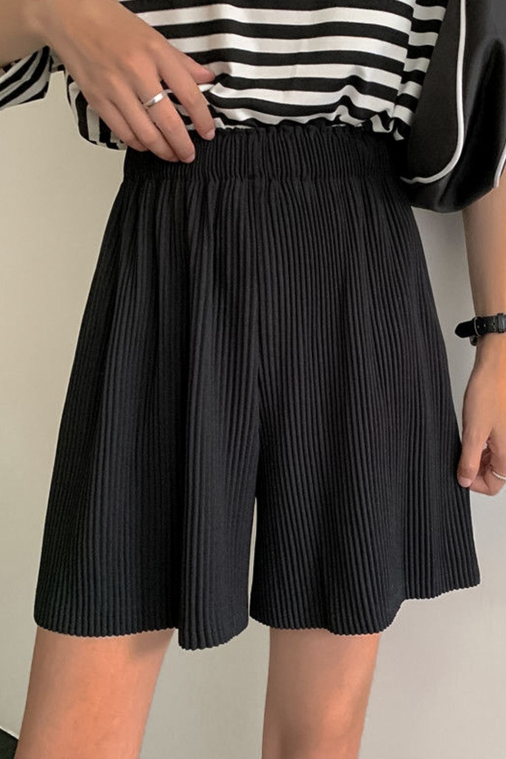 Accordion Pleated Wide Leg Shorts-Teresa&#39;s Fashionista LLC