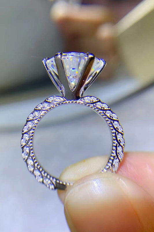 Forever Love Side Stone 5 Carat Moissanite Ring-Teresa&#39;s Fashionista LLC