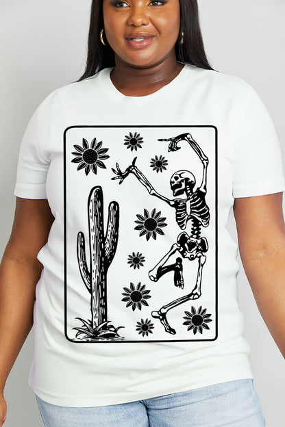 Simply Love Full Size Dancing Skeleton Graphic Cotton Tee-Teresa&#39;s Fashionista LLC