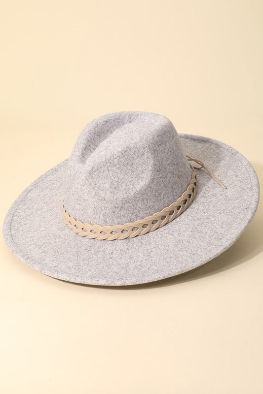 Fame Woven Together Braided Strap Fedora-Teresa&#39;s Fashionista LLC