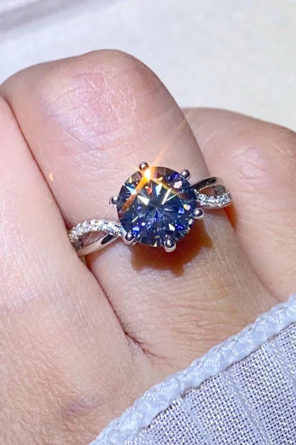 2 Carat Moissanite Ring in Smokey Gray-Teresa&#39;s Fashionista LLC