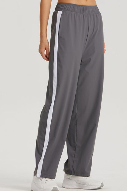 Side Stripe Elastic Waist Sports Pants-Teresa&#39;s Fashionista LLC