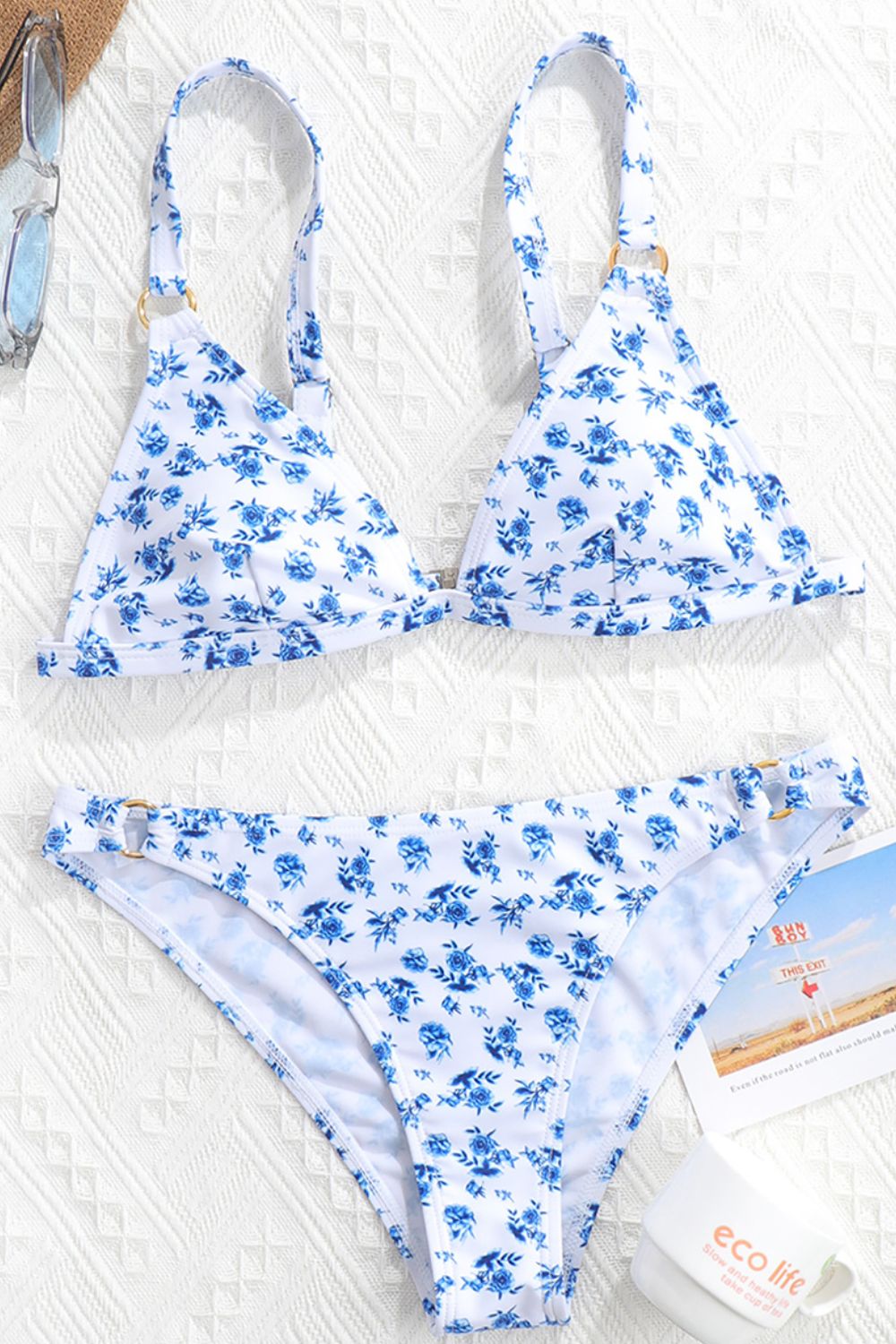 Floral Ring Detail Bikini Set-Teresa&#39;s Fashionista LLC