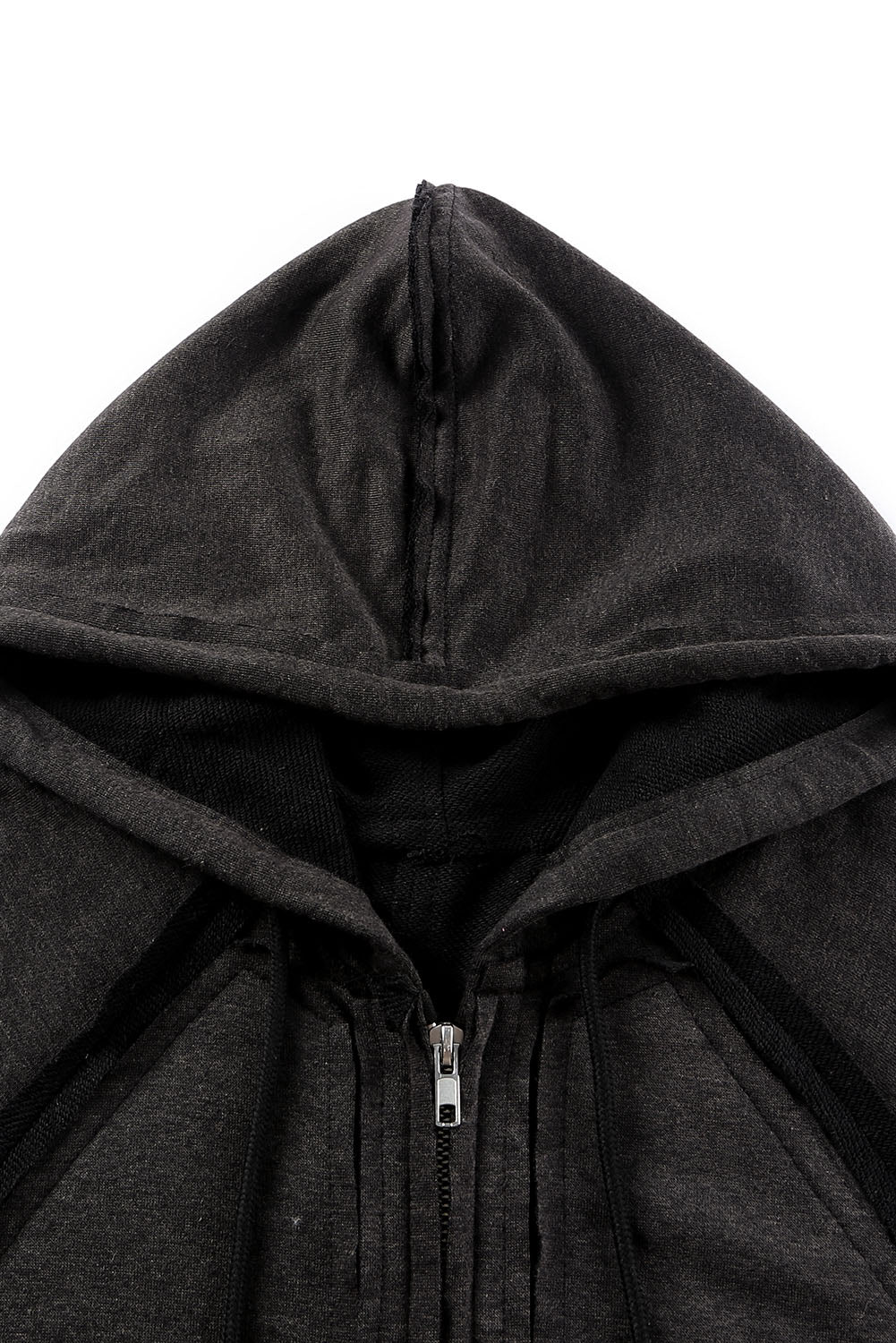 Exposed Seam Drawstring Hooded Jacket with Pockets-Teresa&#39;s Fashionista LLC