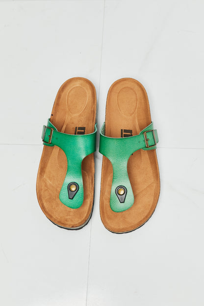 MMShoes Drift Away T-Strap Flip-Flop in Green-Teresa&#39;s Fashionista LLC