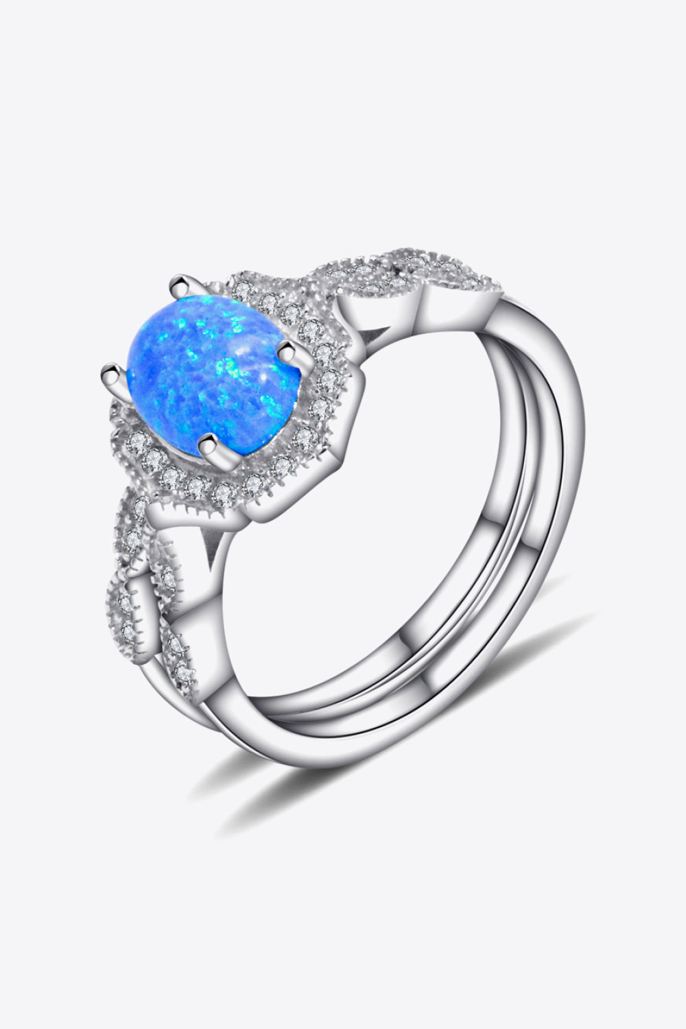 2-Piece 925 Sterling Silver Opal Ring Set-Teresa&#39;s Fashionista LLC