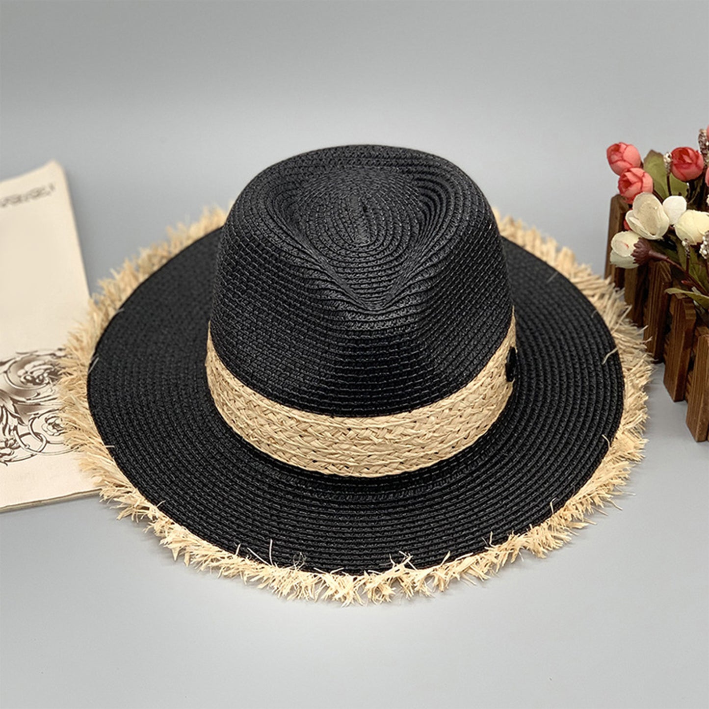 Raw Hem Raffia Hat-Teresa&#39;s Fashionista LLC