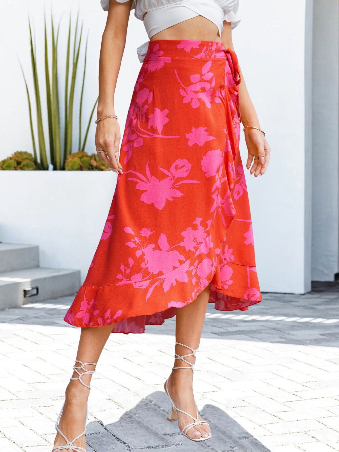 Floral Tied Ruffled Skirt-Teresa&#39;s Fashionista LLC