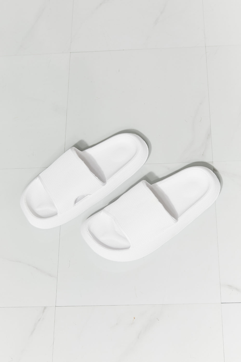 MMShoes Arms Around Me Open Toe Slide in White-Teresa&#39;s Fashionista LLC