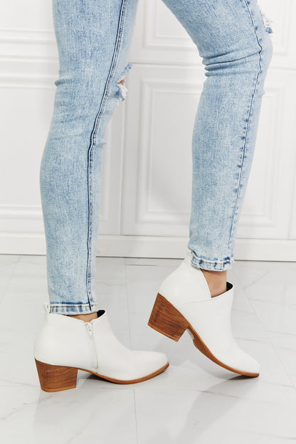 MMShoes Trust Yourself Embroidered Crossover Cowboy Bootie in White-Teresa&#39;s Fashionista LLC