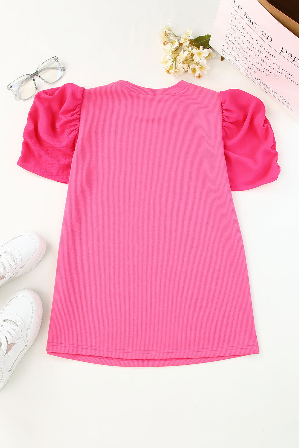 Round Neck Puff Sleeve Top-Teresa&#39;s Fashionista LLC