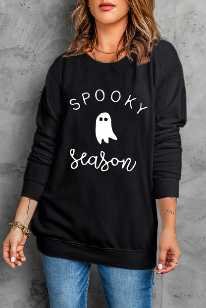 Round Neck Long Sleeve SPOOKY SEASON Graphic Sweatshirt-Teresa&#39;s Fashionista LLC