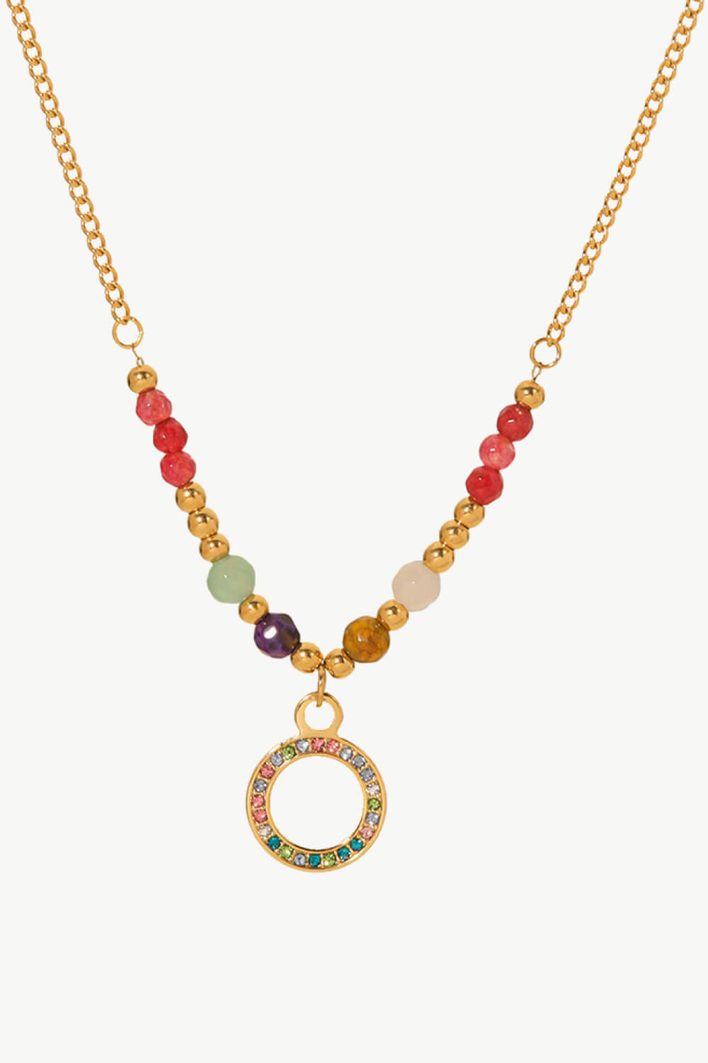 18K Gold-Plated Hoop Pendant Necklace-Teresa&#39;s Fashionista LLC