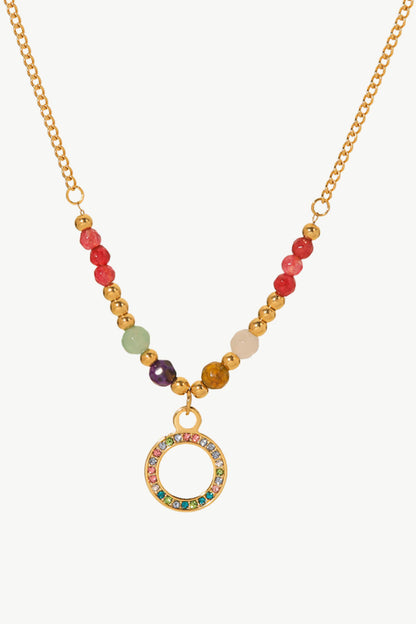 18K Gold-Plated Hoop Pendant Necklace-Teresa&#39;s Fashionista LLC