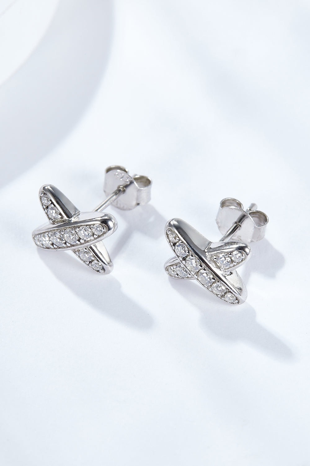 925 Sterling Silver X-Shape Moissanite Earrings-Teresa&#39;s Fashionista LLC