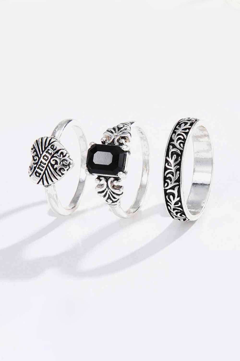 Zinc Alloy Three-Piece Ring Set-Teresa&#39;s Fashionista LLC