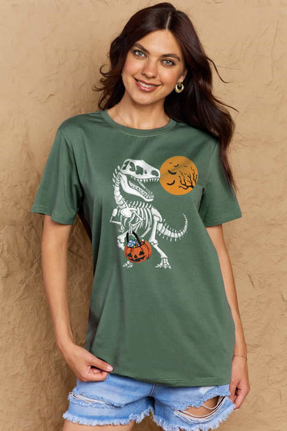 Simply Love Full Size Dinosaur Skeleton Graphic Cotton T-Shirt-Teresa&#39;s Fashionista LLC