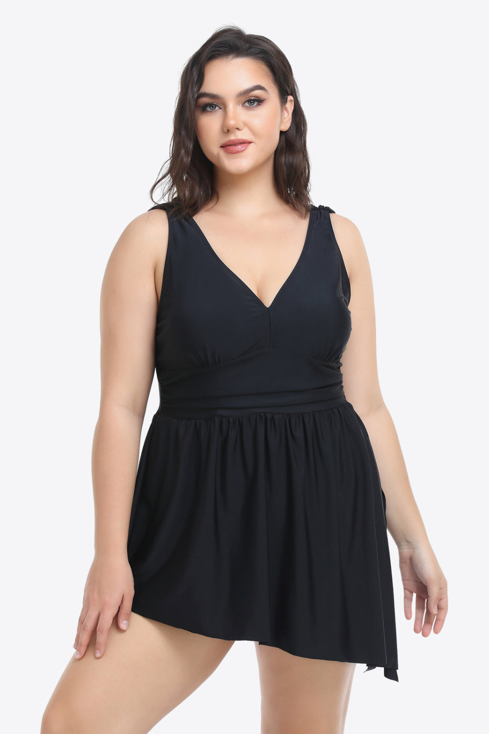 Plus Size Plunge Sleeveless Two-Piece Swimsuit-Teresa&#39;s Fashionista LLC