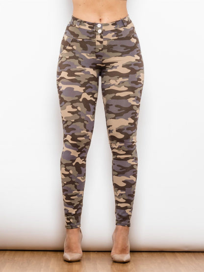 Full Size Camouflage Buttoned Leggings-Teresa&#39;s Fashionista LLC