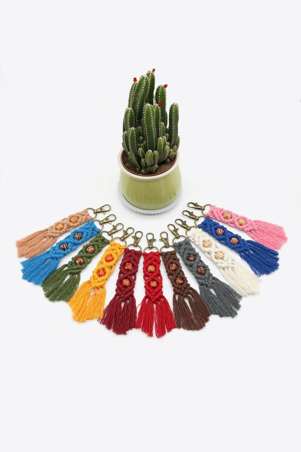 Assorted 4-Pack Handmade Macrame Fringe Keychain-Teresa&#39;s Fashionista LLC