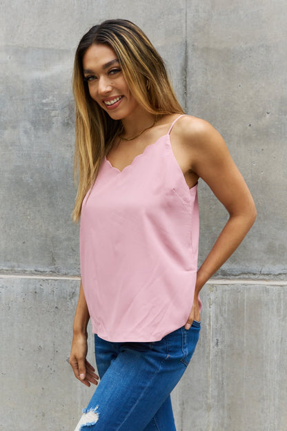 Sweet Lovely By Jen Full Size Scalloped Cami in Rosewood-Teresa&#39;s Fashionista LLC