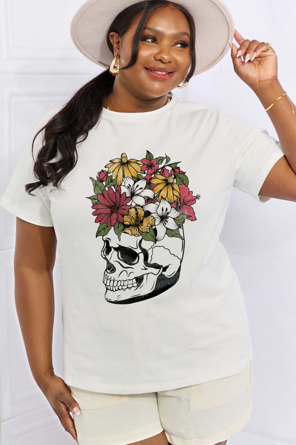 Simply Love Full Size Skull Graphic Cotton Tee-Teresa&#39;s Fashionista LLC