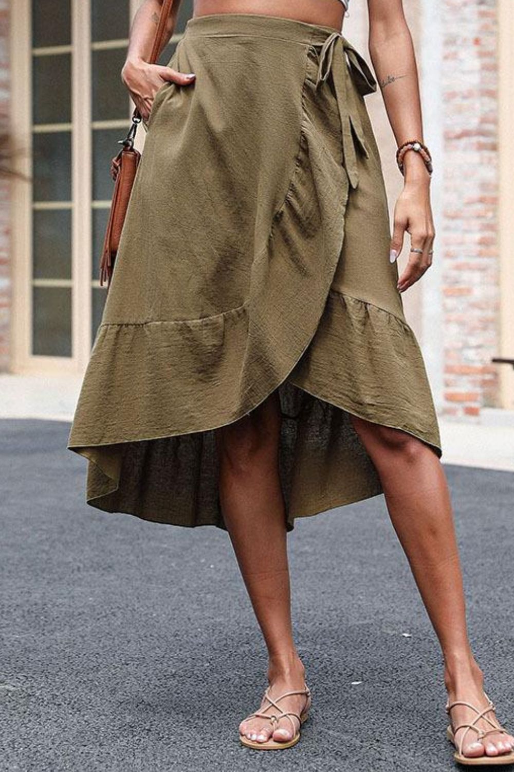 Elastic Waist Ruffled Skirt with Pockets-Teresa&#39;s Fashionista LLC