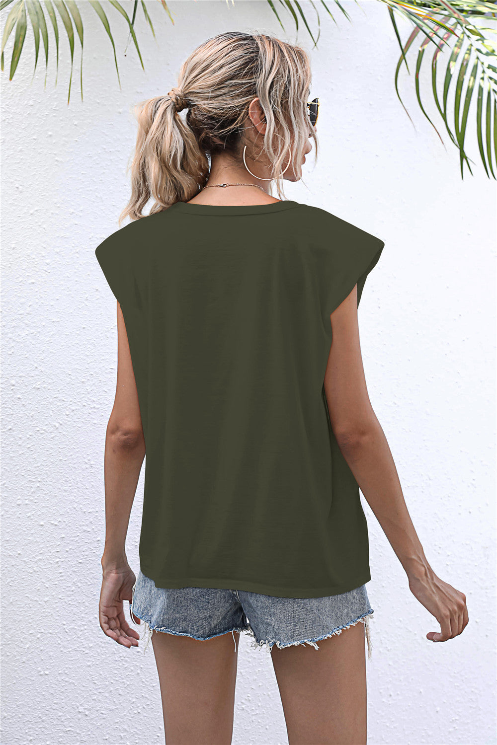 Round Neck Cap Sleeve Tee-Teresa&#39;s Fashionista LLC