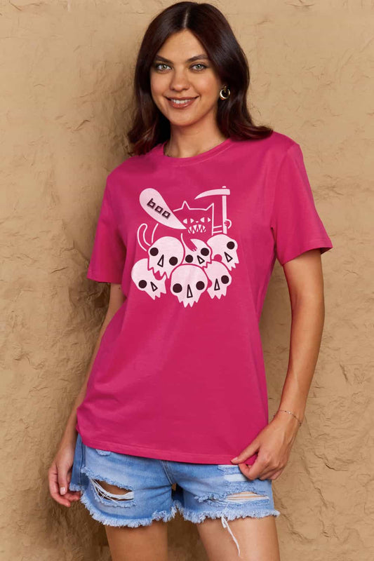 Simply Love Full Size Graphic BOO Cotton T-Shirt-Teresa&#39;s Fashionista LLC