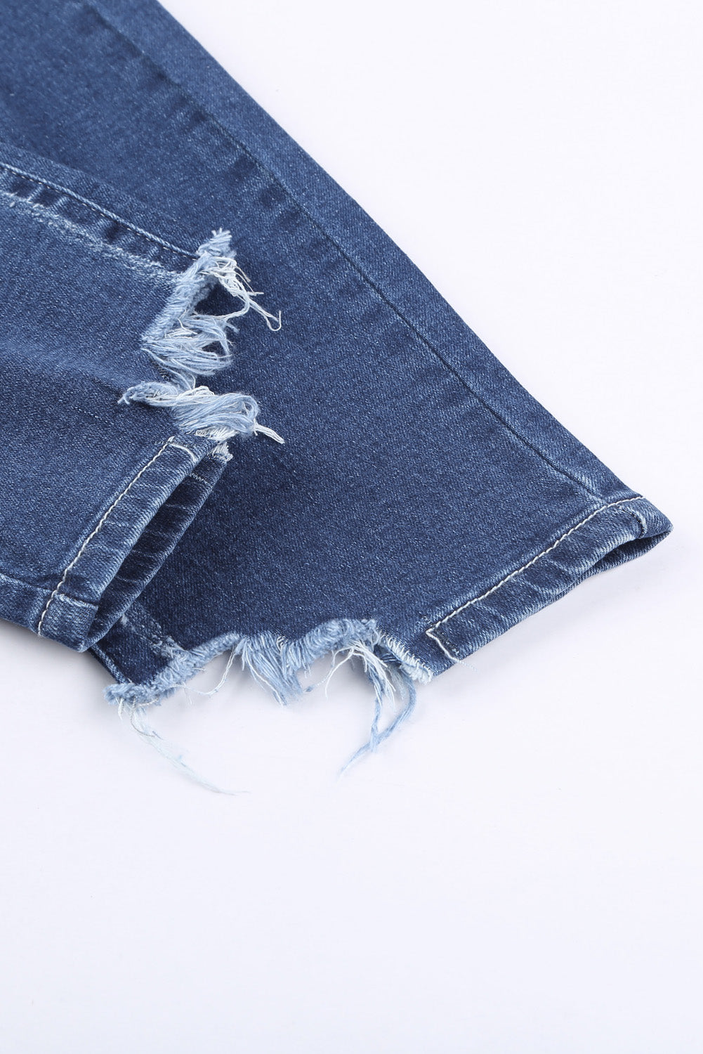 High-Rise Distressed Hem Detail Jeans-Teresa&#39;s Fashionista LLC