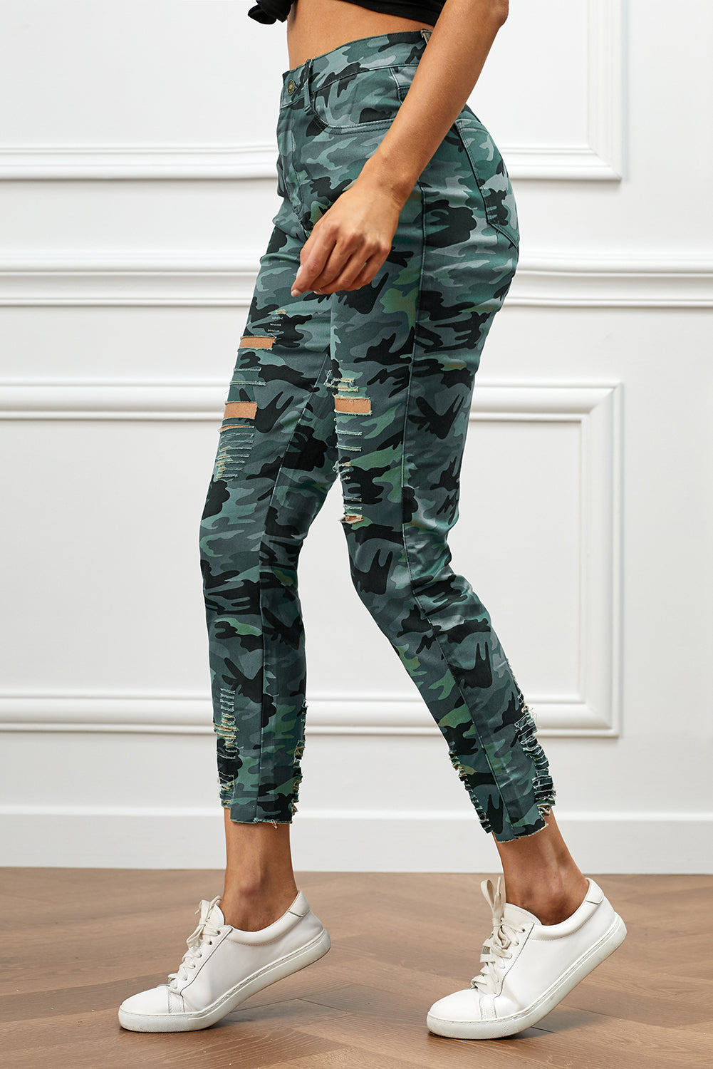 Distressed Camouflage Jeans-Teresa&#39;s Fashionista LLC