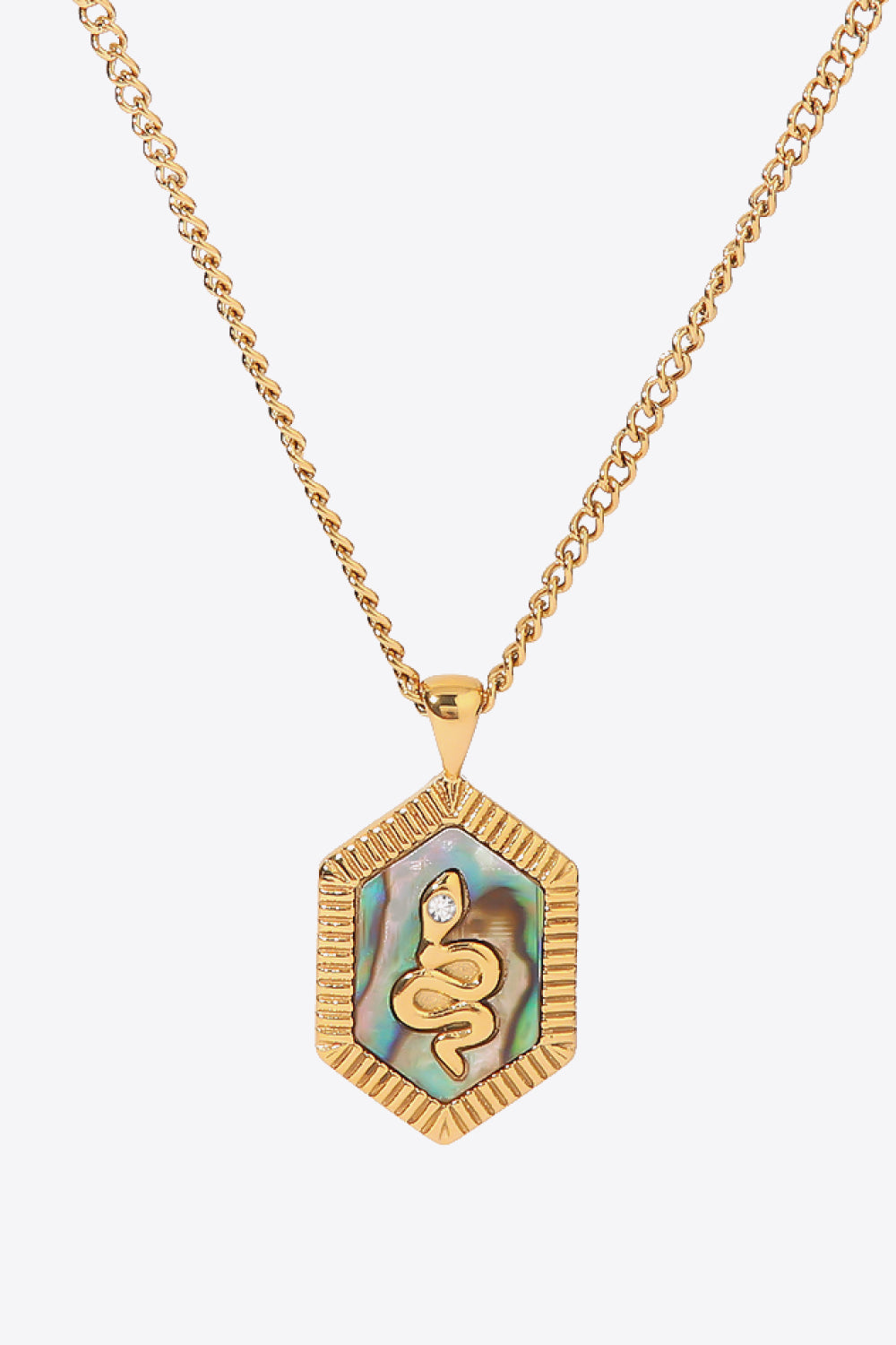 18K Gold Plated Snake Geometric Pendant Necklace-Teresa&#39;s Fashionista LLC