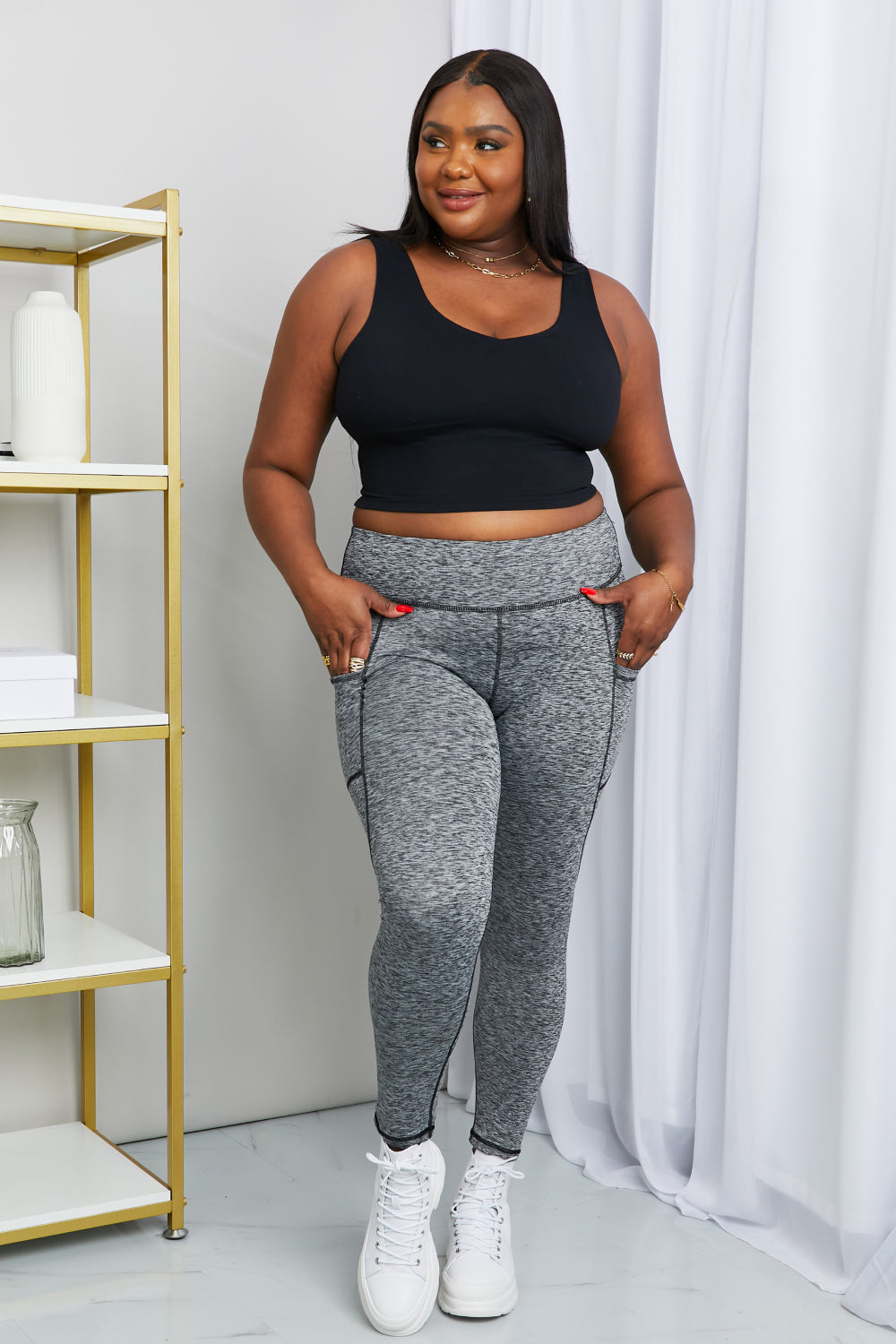 Rae Mode Full Size Heathered Wide Waistband Yoga Leggings-Teresa&#39;s Fashionista LLC