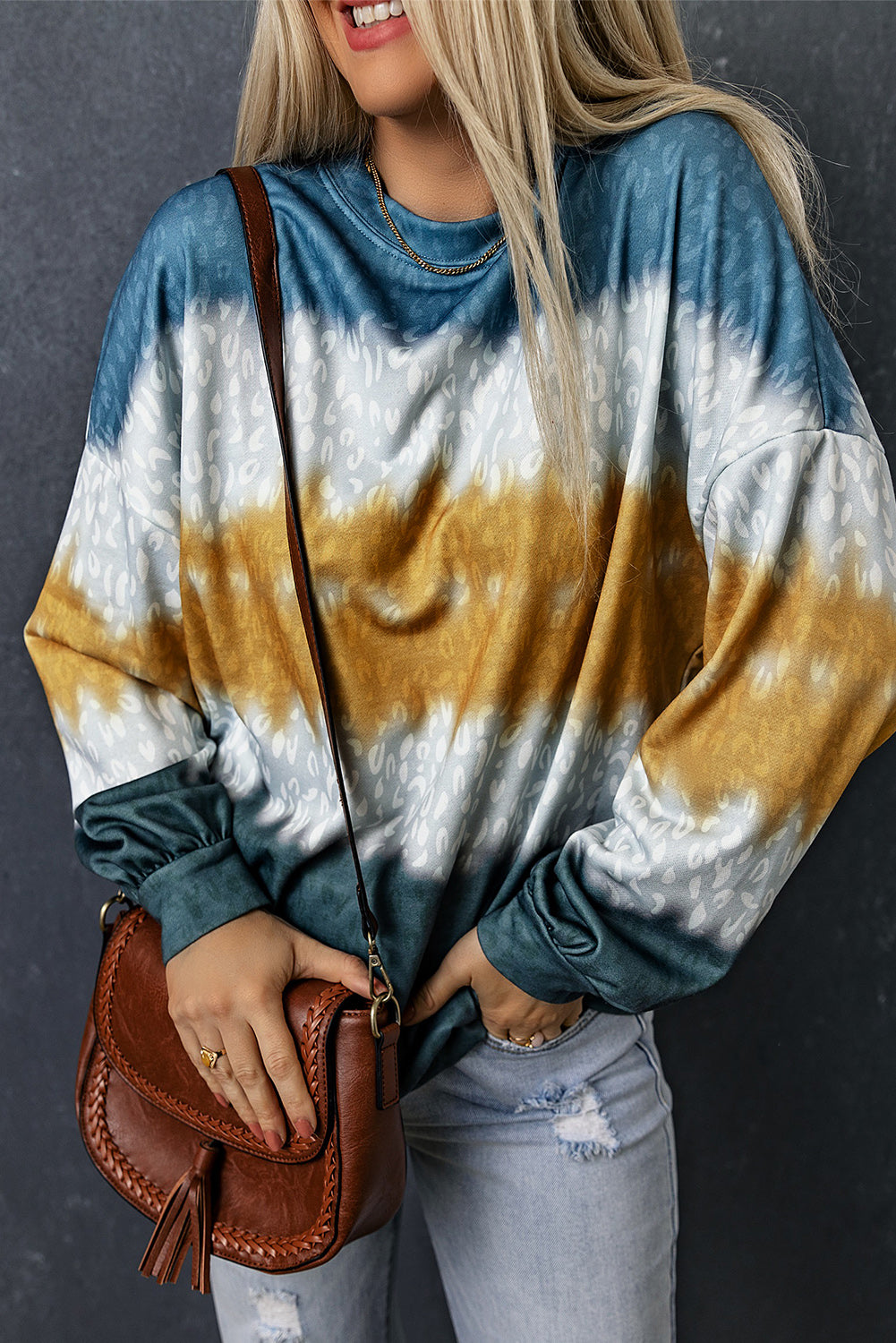 Leopard Tie-Dye Dropped Shoulder Sweatshirt-Teresa&#39;s Fashionista LLC