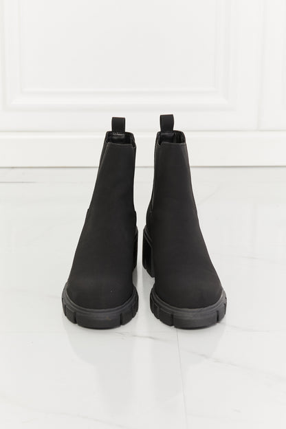 MMShoes Work For It Matte Lug Sole Chelsea Boots in Black-Teresa&#39;s Fashionista LLC