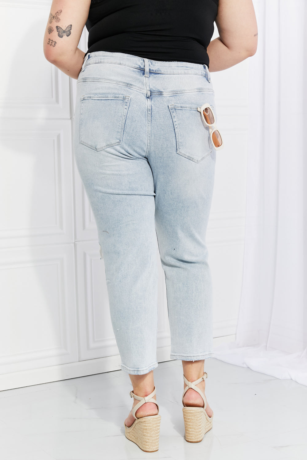 Vervet by Flying Monkey Stand Out Full Size Distressed Cropped Jeans-Teresa&#39;s Fashionista LLC