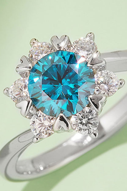 1 Carat Moissanite 925 Sterling Silver Cluster Ring-Teresa&#39;s Fashionista LLC