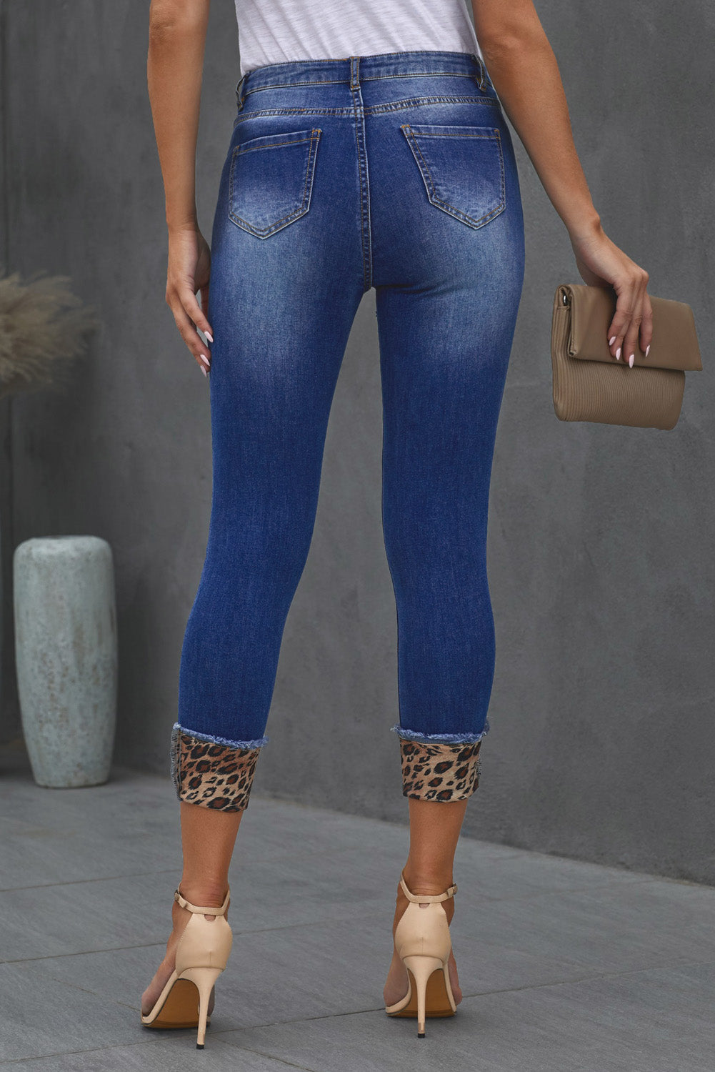 Baeful Leopard Patch Distressed Cropped Jeans-Teresa&#39;s Fashionista LLC