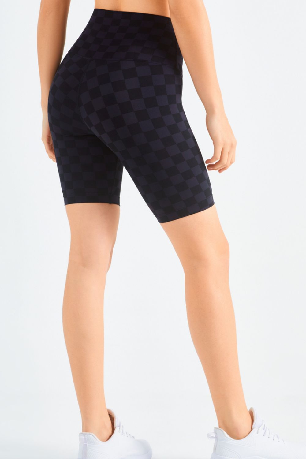 Checkered Wide Waistband Biker Shorts-Teresa&#39;s Fashionista LLC