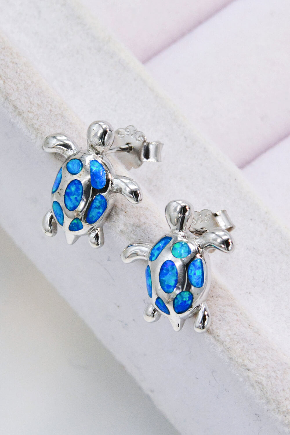 Opal Turtle Platinum-Plated Stud Earrings-Teresa&#39;s Fashionista LLC