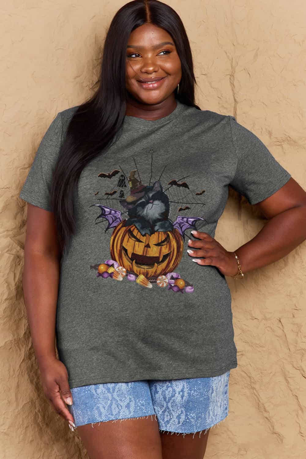 Simply Love Full Size Jack-O'-Lantern Graphic T-Shirt-Teresa&#39;s Fashionista LLC