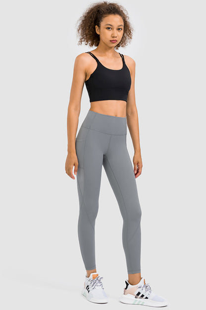 High Rise Yoga Leggings with Side Pocket-Teresa&#39;s Fashionista LLC