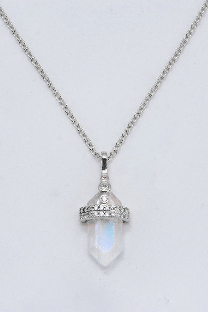 925 Sterling Silver Moonstone Pendant Necklace-Teresa&#39;s Fashionista LLC