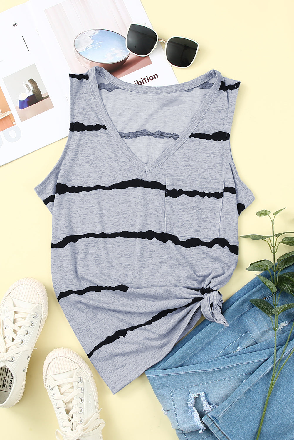 Tie-Dye V-Neck Tank-Teresa&#39;s Fashionista LLC