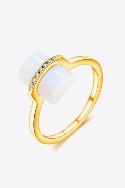 Natural Moonstone Platinum-Plated Ring-Teresa&#39;s Fashionista LLC