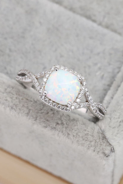 Opal Contrast Crisscross Ring-Teresa&#39;s Fashionista LLC